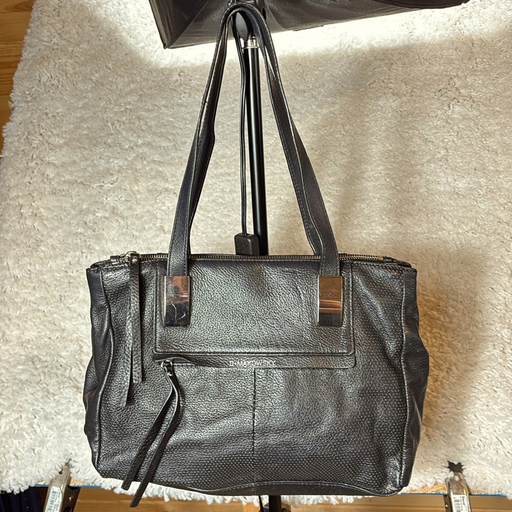 B. Makowsky Black Soft Leather Hobo Bag